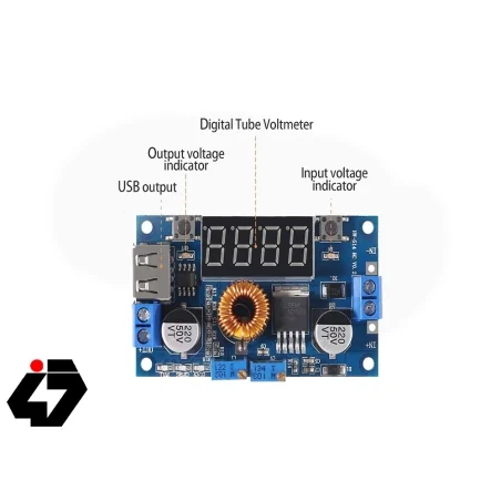 ماژول مبدل DC-DC کاهنده XL4015 دارای نمایشگر با امکان کنترل جریان و ولتاژ خروجی