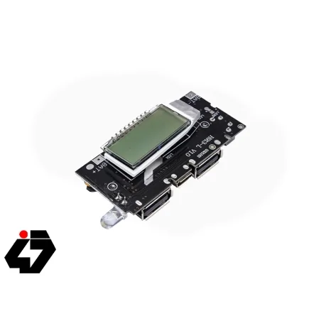 ماژول ساخت پاوربانک دارای نمایشگر و دو خروجی 5V 1A . 2.1A USB