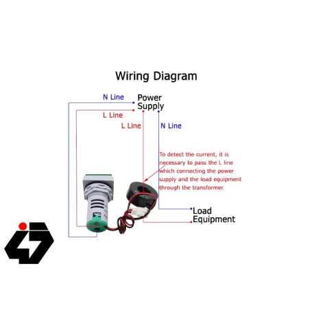 ولتمتر و آمپرمتر چراغ سیگنالی AC500V-100A قرمز گرد مدل AD16-22FVA