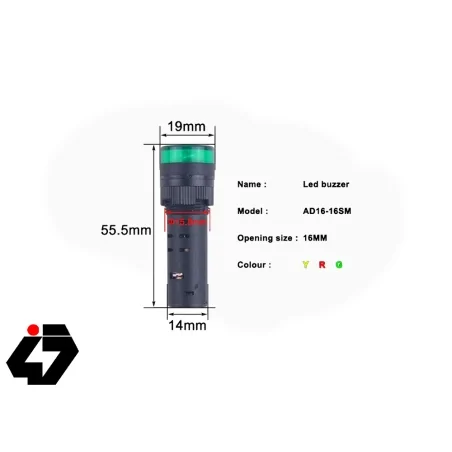 چراغ سیگنال بازردار AC220V قرمز گرد مدل AD16-16SM
