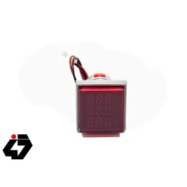ولتمتر، آمپرمتر و فرکانس متر چراغ سیگنالی AC500V-100A-70Hz قرمز مربعی مدل AD16-22VAHZS
