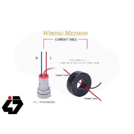 ولتمتر، آمپرمتر و فرکانس متر چراغ سیگنالی AC500V-100A-70Hz قرمز مربعی مدل AD16-22VAHZS