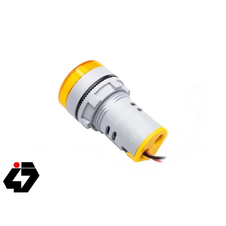 ولتمتر و آمپرمتر چراغ سیگنالی AC500V-100A زرد گرد مدل AD16-22FVA