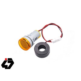 ولتمتر و آمپرمتر چراغ سیگنالی AC500V-100A زرد گرد مدل AD16-22FVA