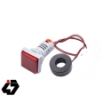 ولتمتر و آمپرمتر چراغ سیگنالی AC500V-100A قرمز مربعی مدل AD16-22FVA