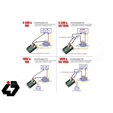 آمپرمتر ولتمتر DC روپنلی 100 آمپر 0v-100v شنت خور