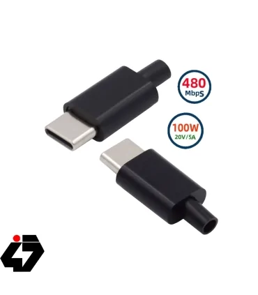 کانکتور USB Type-C نری (Plug) به همراه کاور مشکی