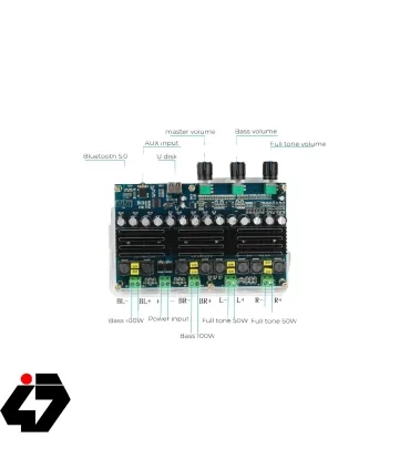 قیمت ماژول آمپلی فایر بلوتوثی 2x50W و ساب ووفر 2X100W وات استریو مدل XH-A310