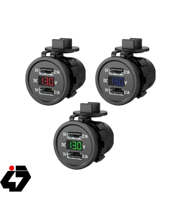 ولت متر خودرویی (قرمز) با USB (همراه با سیم رابط و جافیوزی بین راهی)