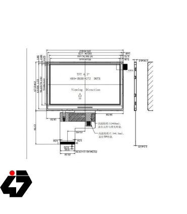 نمایشگر تمام رنگی TFT LCD 4.3 inch