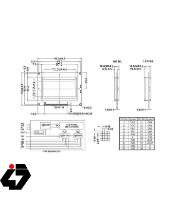 نمایشگر GLCD 64x128 گرافیکی بک لایت آبی