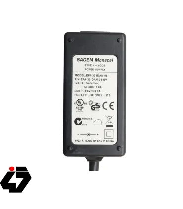 قیمت آداپتور 8 ولت 3.6 آمپر بین راهی 8V-3.6A مارک SAGEM