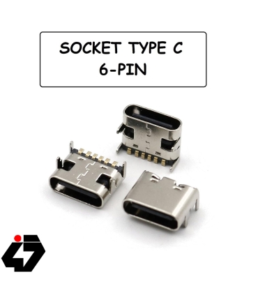 کانکتور Type-C مادگی 6pin با هولدر 4 پایه