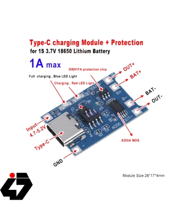 ماژول شارژر باتری لیتیومی TP4056