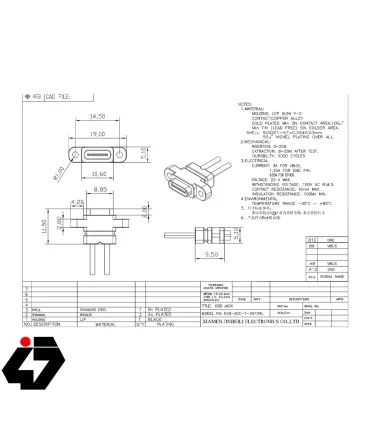 کانکتور USB Type-C مادگی روپنلی