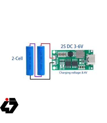 قیمت شارژر باتری لیتیومی 2 سل 4 آمپر با TYPE-C