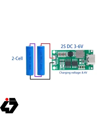 قیمت شارژر باتری لیتیومی 2 سل 4 آمپر با TYPE-C